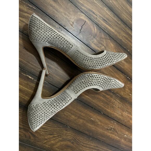 Vince Camuto Pointed Toe Mesh Heel Grey Silver Embellishments Size 8.5 - Picture 5 of 11